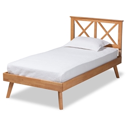 Baxton Studio Galvin Modern and Contemporary Brown Finished Wood Twin Size Platform Bed